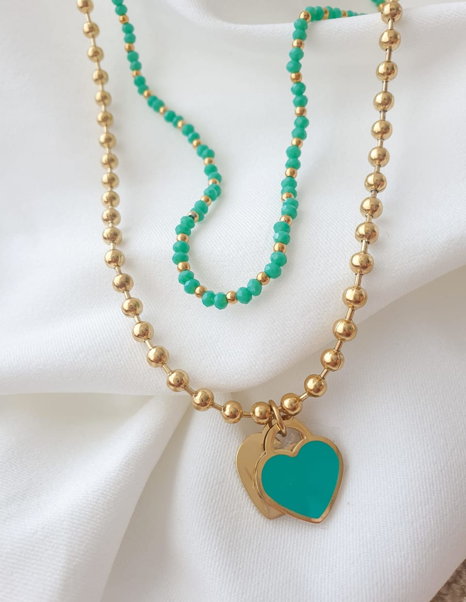 product-Colar Pedras verdes e douradas-1