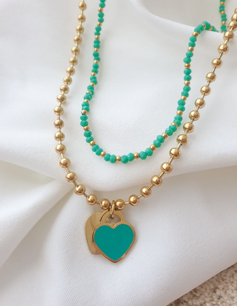 product-Colar Pedras verdes e douradas-2