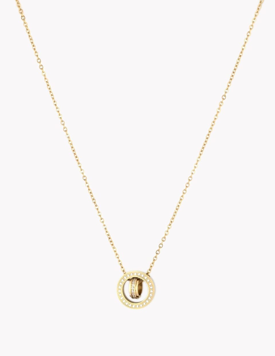 product-Colar em aço duas esferas brilhantes-0