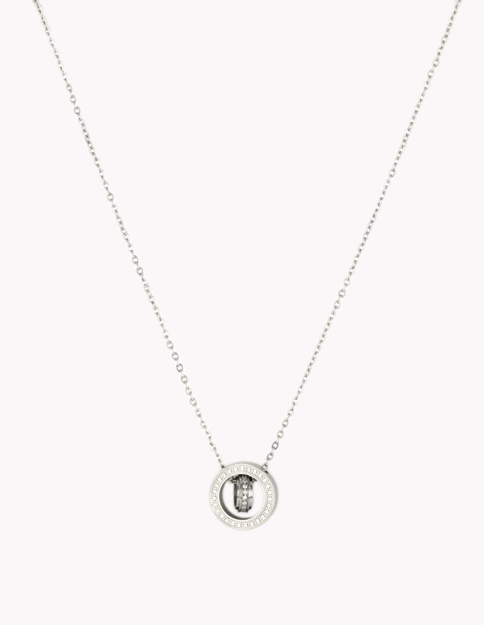 product-Colar em aço duas esferas brilhantes-1