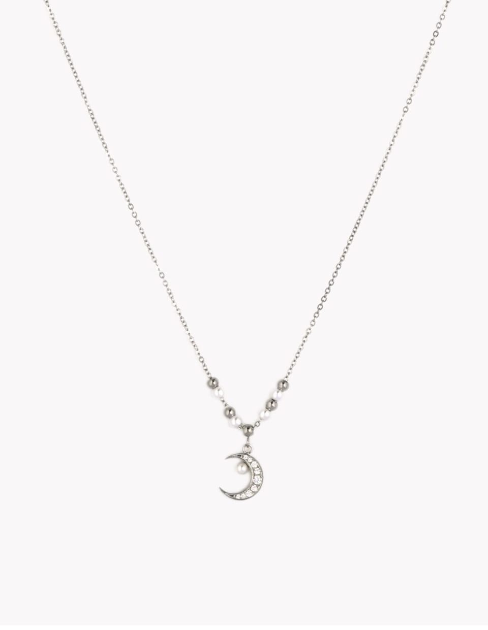 product-Colar em aço Lua com brilhantes-1