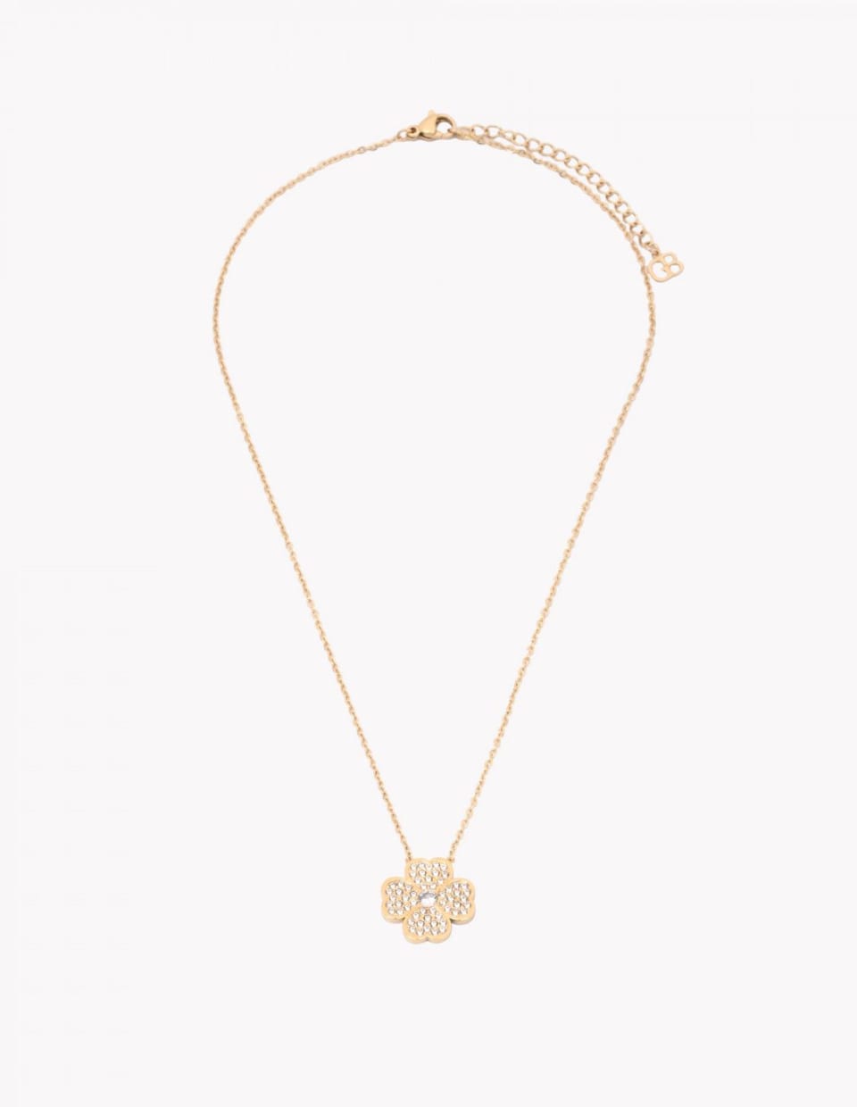 product-Colar em aço trevo e zircônias-1