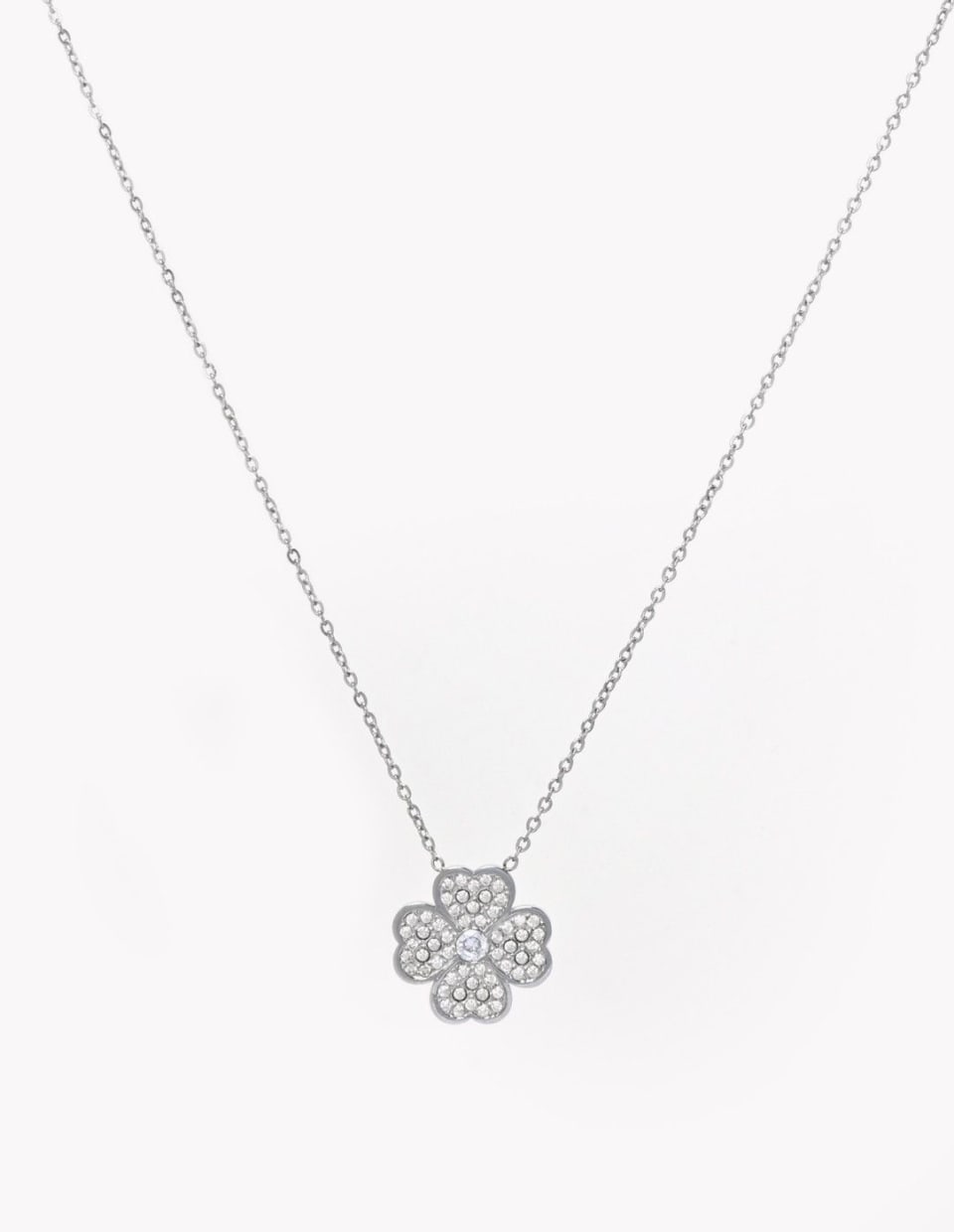 product-Colar em aço trevo e zircônias-2